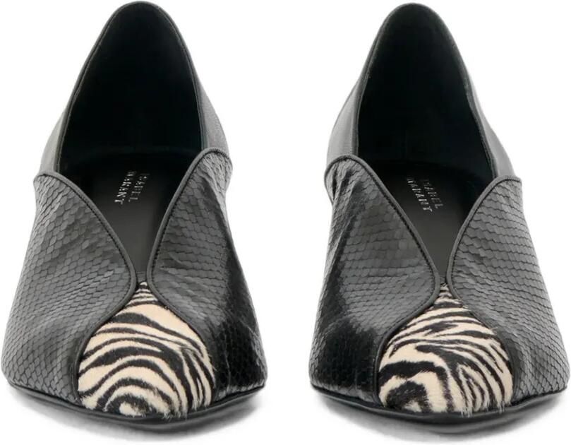 ISABEL MARANT Ilou leren pumps met kitten-hak en python-effect Zwart - Foto 3