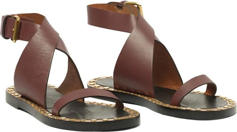 ISABEL MARANT Janis platte sandalen met studs Bruin