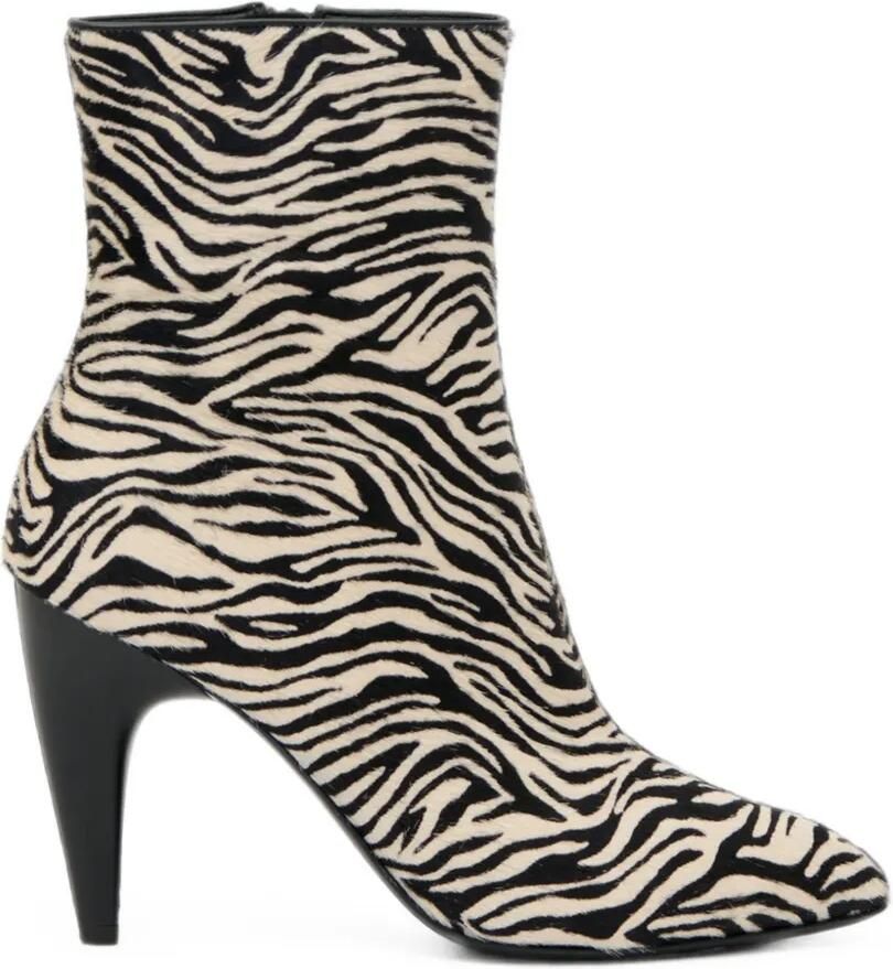 ISABEL MARANT Jany enkellaarzen met zebraprint Beige