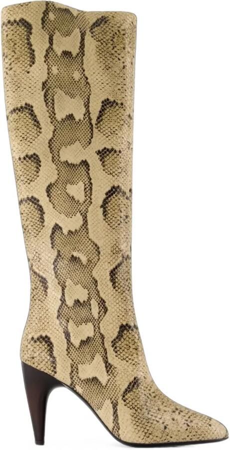 ISABEL MARANT Jany laarzen met slangen-effect Beige
