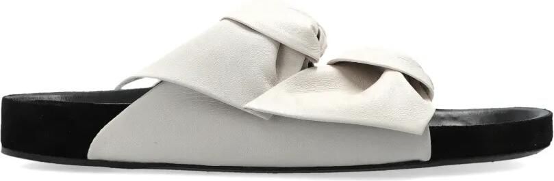 ISABEL MARANT Lennyo leren sandalen met strik Wit