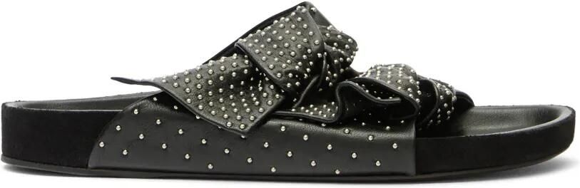 ISABEL MARANT Lennyo leren sandalen met strik Zwart