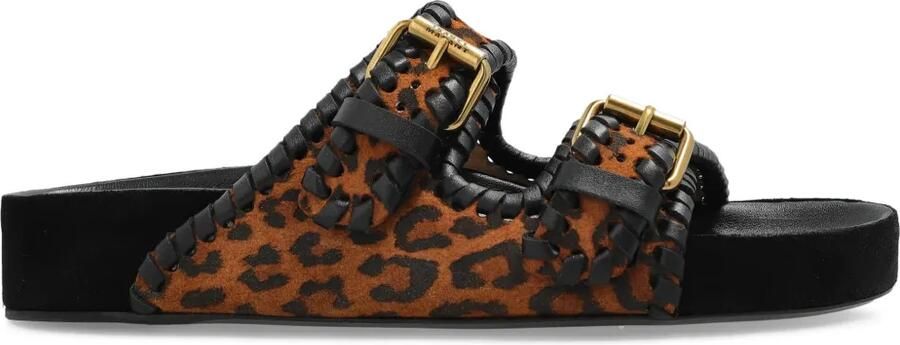 ISABEL MARANT Lennyo sandalen met luipaardprint Oranje