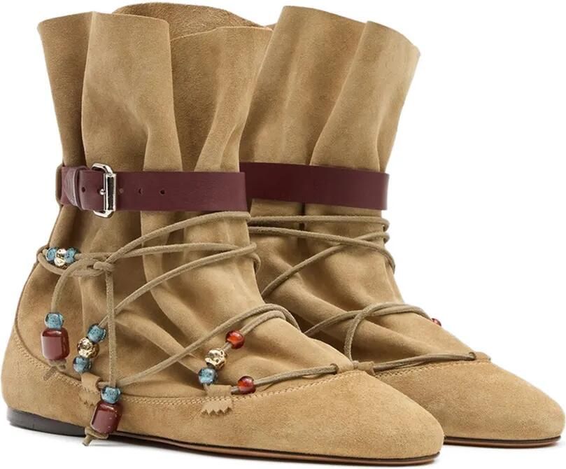 ISABEL MARANT Letiz enkellaarzen verfraaid met kralen Beige - Foto 5
