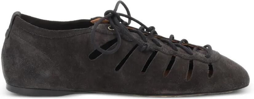ISABEL MARANT Leyza ballerina's met veters en uitgesneden details Zwart