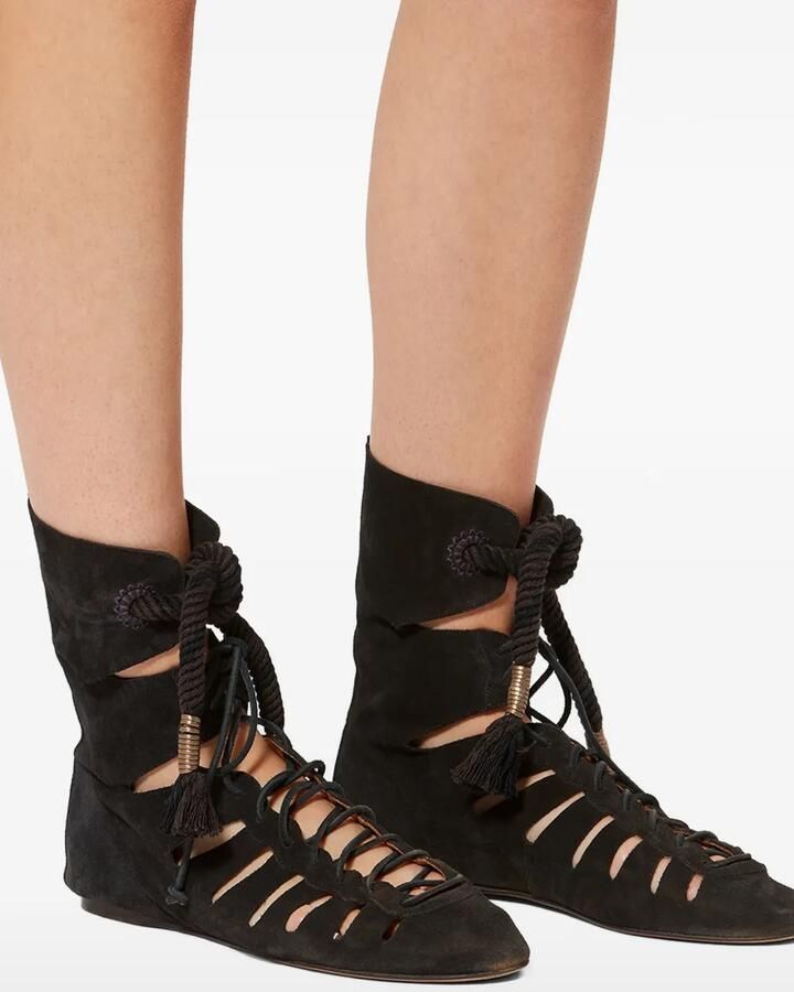 ISABEL MARANT Liade high-top leren laarzen Zwart