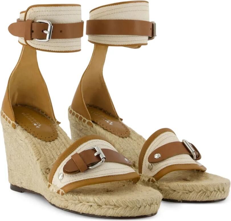 ISABEL MARANT Oliha leren sandalen met sleehak Beige - Foto 2