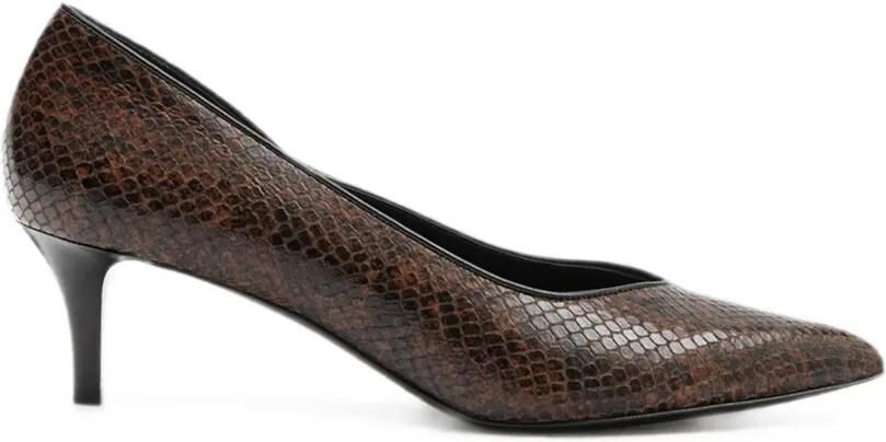 ISABEL MARANT Pamely leren pumps met python-effect Bruin