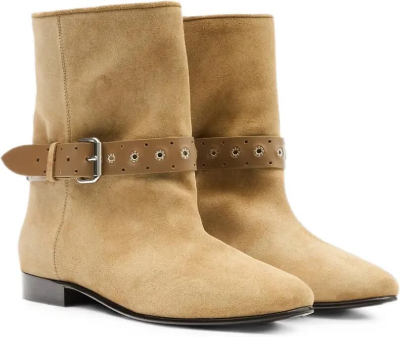 ISABEL MARANT Reena suède enkellaarzen met gesp Beige - Foto 5