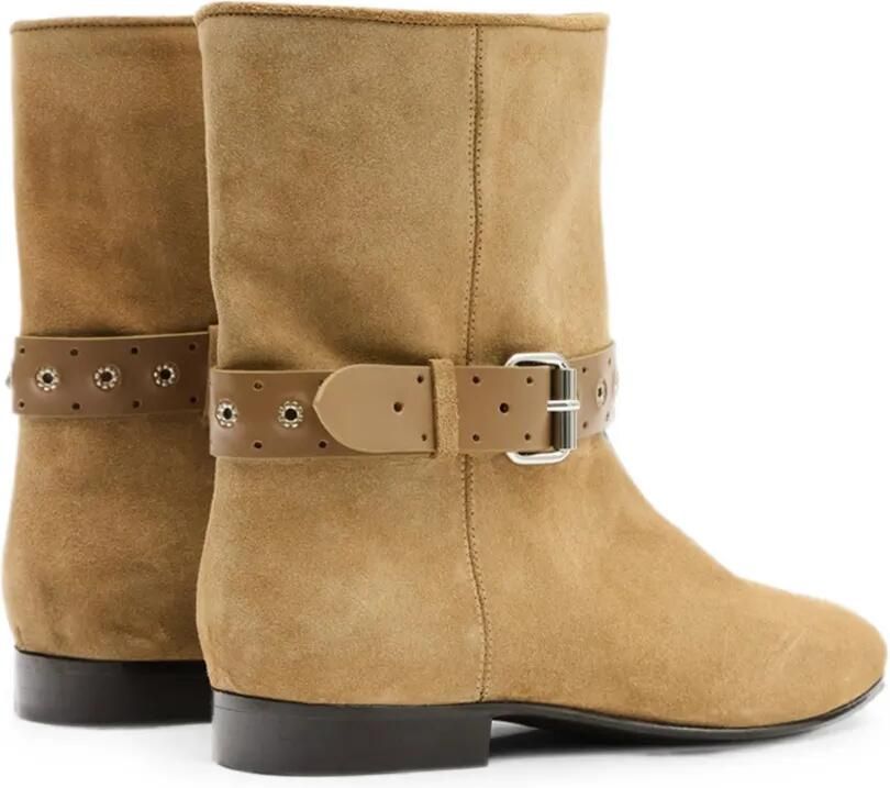 ISABEL MARANT Reena suède enkellaarzen met gesp Beige - Foto 4
