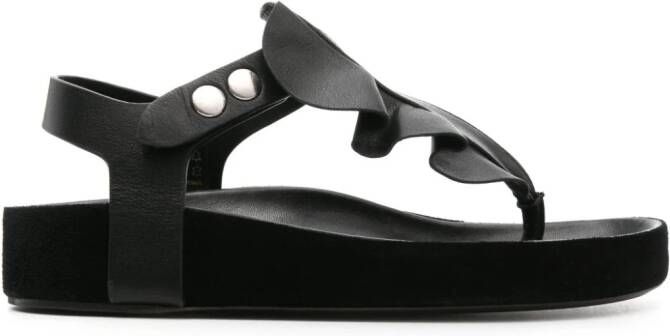 ISABEL MARANT Isela ruffle-trim leather sandals Zwart