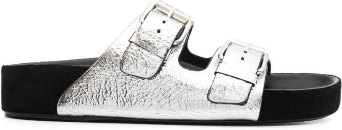 ISABEL MARANT Lennyo leren sandalen Zilver