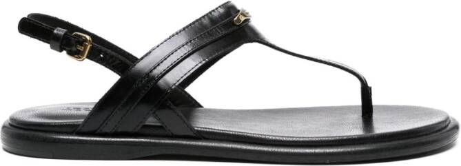 ISABEL MARANT Leren slingback sandalen met logoplakkaat Zwart