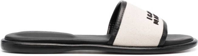 ISABEL MARANT Leren slippers Beige