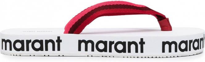 ISABEL MARANT Teenslippers met logoprint Wit