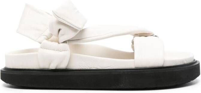 ISABEL MARANT Naori leren sandalen met logo-reliëf Wit
