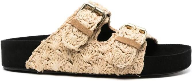 ISABEL MARANT Sandalen met raffia hak Beige