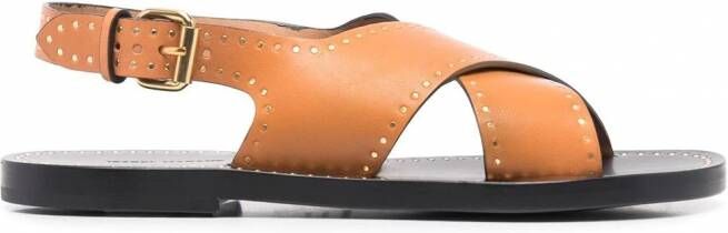 ISABEL MARANT Slingback sandalen met gekruiste bandjes Bruin