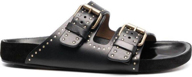 ISABEL MARANT Lennyo leren sandalen met studs Zwart