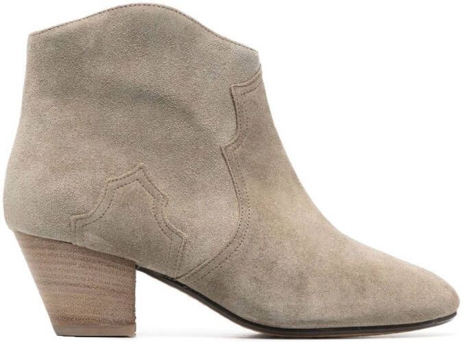 ISABEL MARANT Dicker suède enkellaarzen Beige