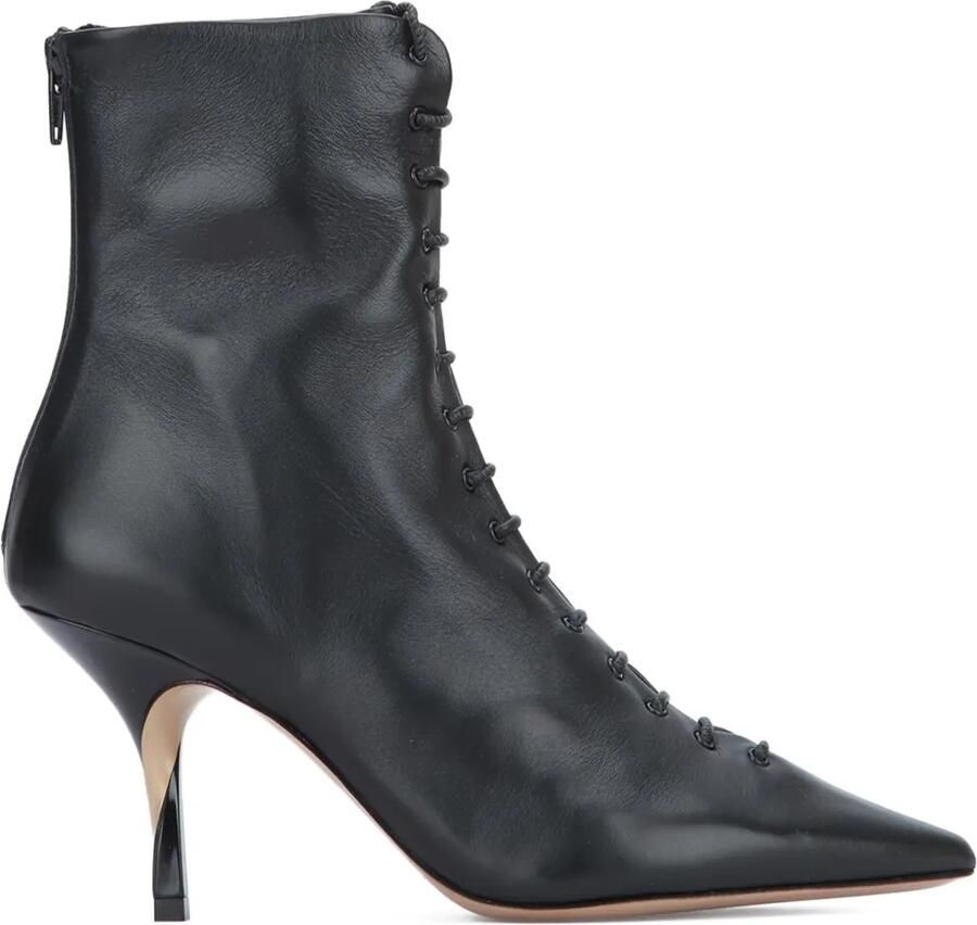 Jacquemus 75 mm leren enkellaarzen met hak Zwart