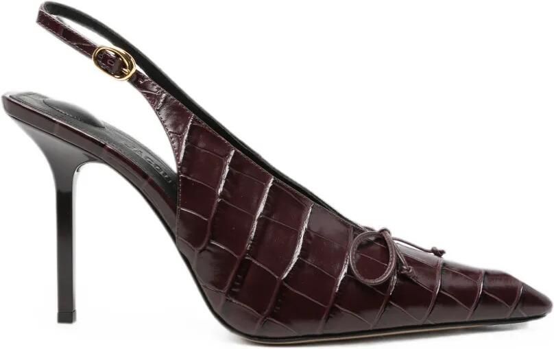 Jacquemus Slingback pumps met krokodillen-reliëf Bruin
