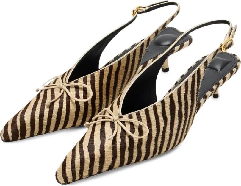 Jacquemus Pumps met zebra-print en strik-detail Beige - Foto 2