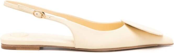 Jacquemus Les Slingbacks Duelo Plates leren ballerina's Beige