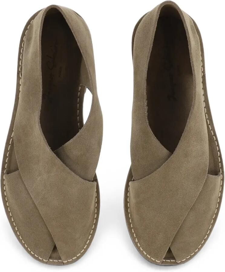Jacques Solovière Paris Biarritz suède sandalen met kruis Beige