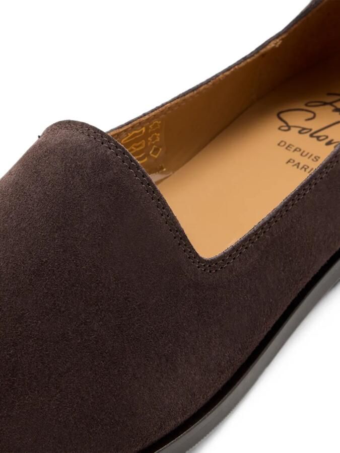 Jacques Solovière Paris Slim suède loafers Bruin - Foto 2