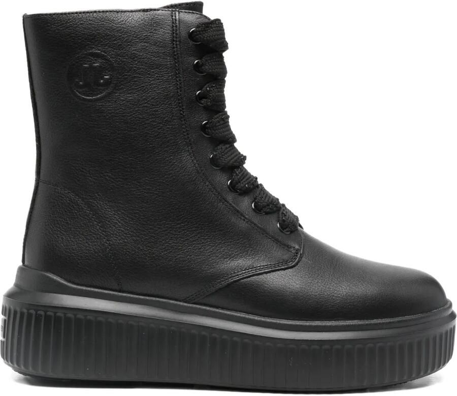 JANET & JANET 45 mm combat boots met veters en plateauzool Zwart