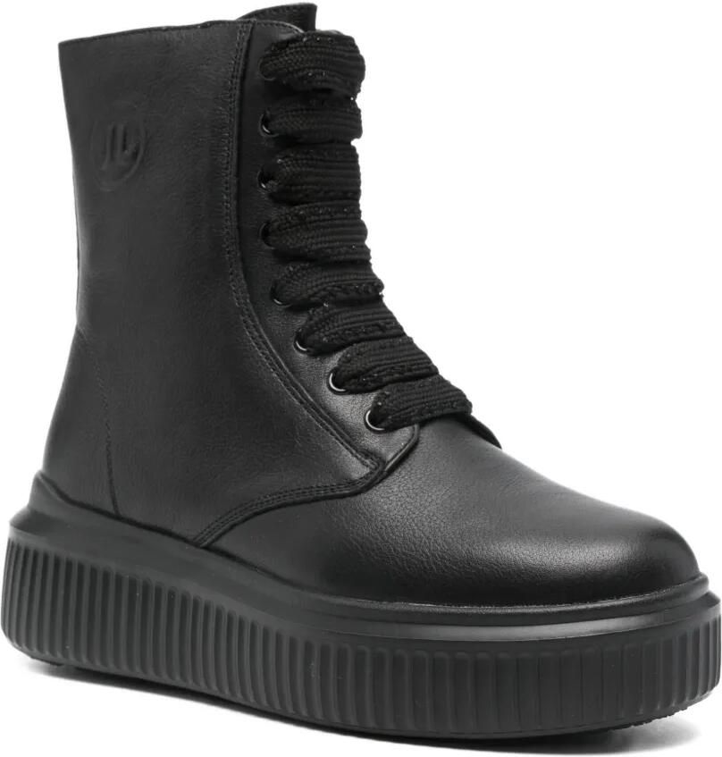JANET & JANET 45 mm combat boots met veters en plateauzool Zwart - Foto 3