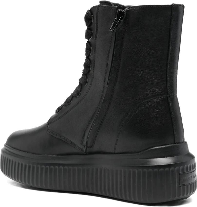 JANET & JANET 45 mm combat boots met veters en plateauzool Zwart - Foto 2