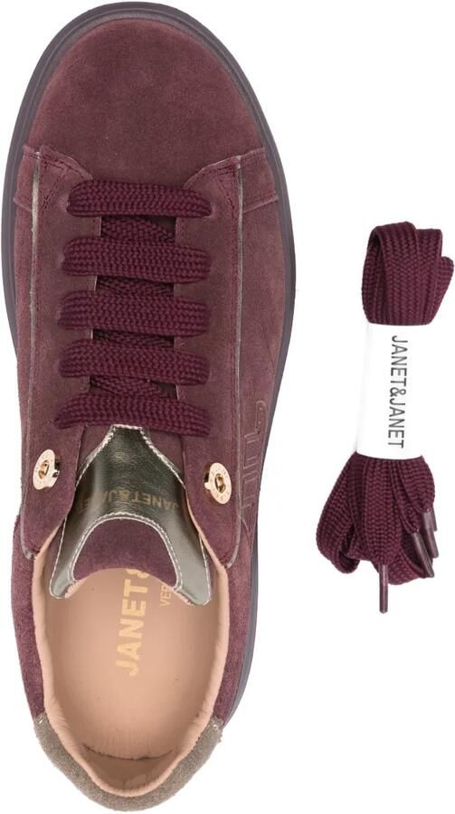 JANET & JANET 50 mm leren sneakers met plateauzool Rood - Foto 2