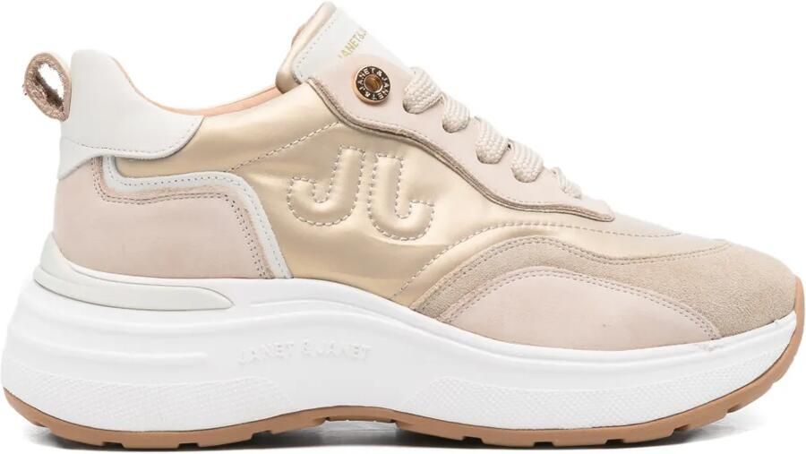 JANET & JANET 50 mm sneakers met logodetail Beige