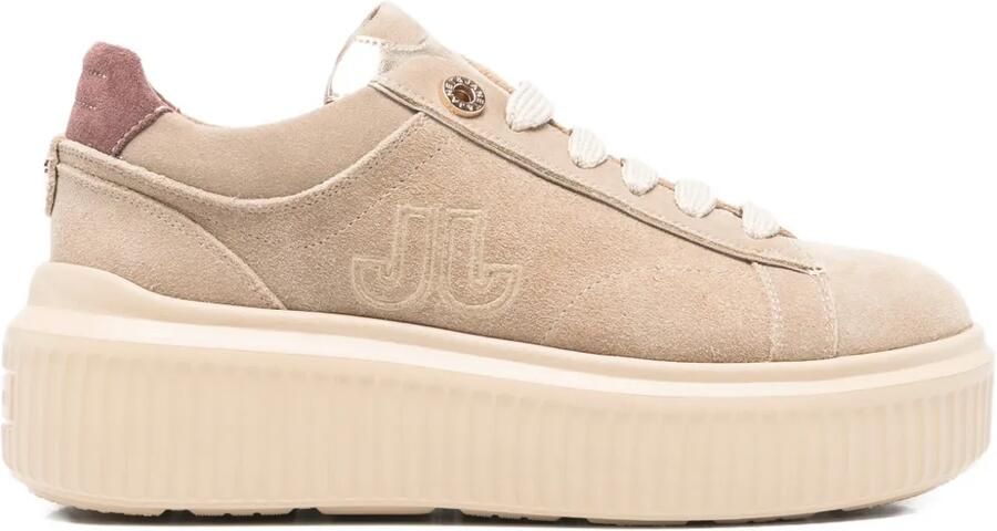 JANET & JANET 50 mm sneakers met plateauzool Beige