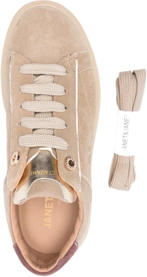 JANET & JANET 50 mm sneakers met plateauzool Beige - Foto 3