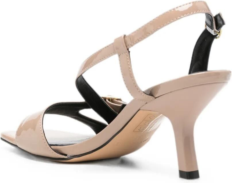 JANET & JANET Sandalen met gelakte afwerking en gesp Beige - Foto 2