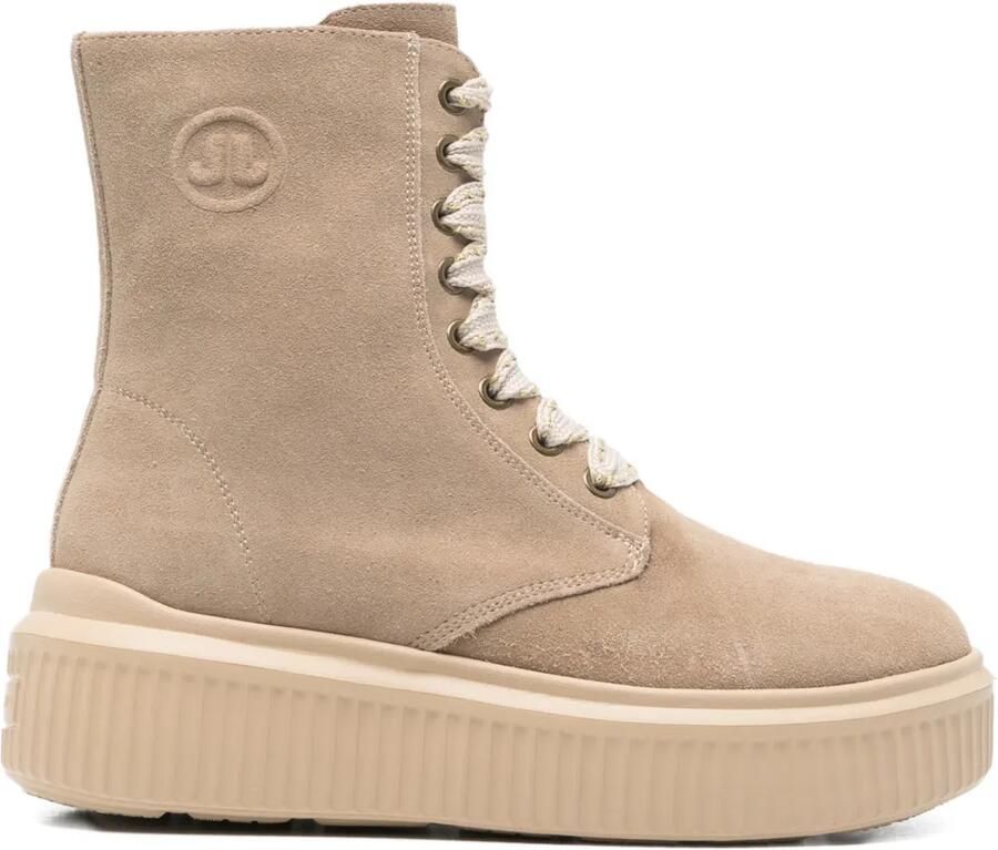 JANET & JANET Veterlaarzen met logodetail Beige