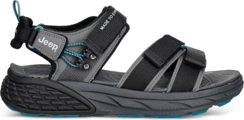 JEEP Groove platte sandalen met klittenband Zwart