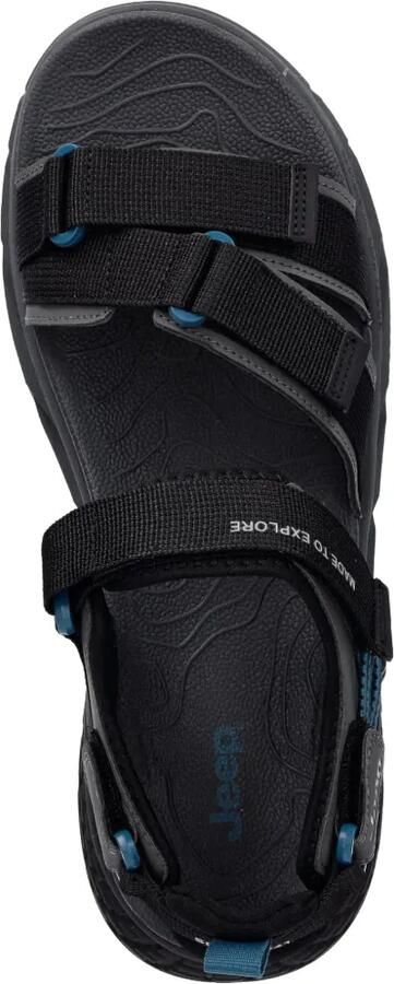 JEEP Groove platte sandalen met klittenband Zwart - Foto 4