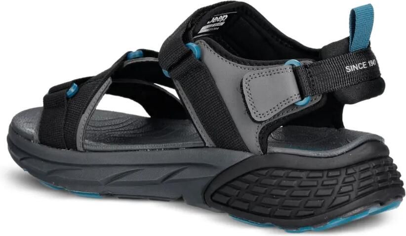 JEEP Groove platte sandalen met klittenband Zwart - Foto 3