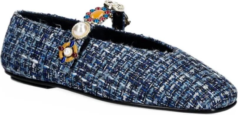 Jeffrey Campbell Amarissa-2 embellished tweed ballet flats Blauw - Foto 2