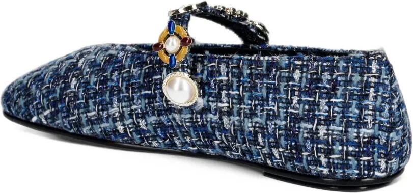 Jeffrey Campbell Amarissa-2 embellished tweed ballet flats Blauw - Foto 3
