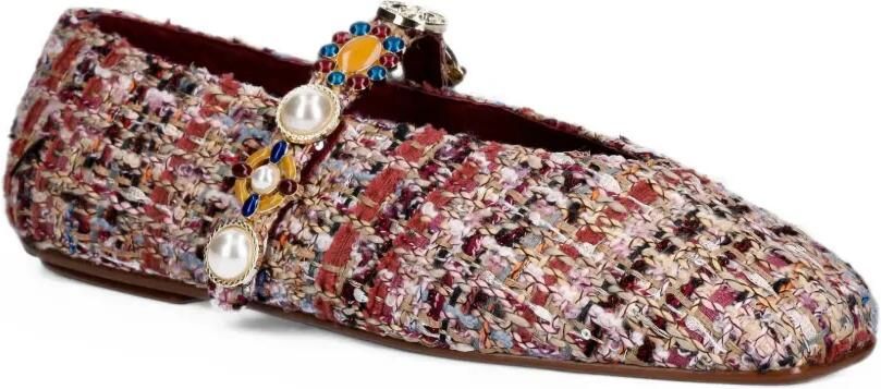 Jeffrey Campbell Amarissa-2 embellished tweed ballet flats Rood - Foto 2