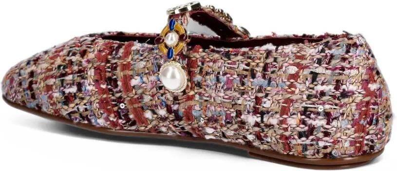 Jeffrey Campbell Amarissa-2 embellished tweed ballet flats Rood - Foto 3