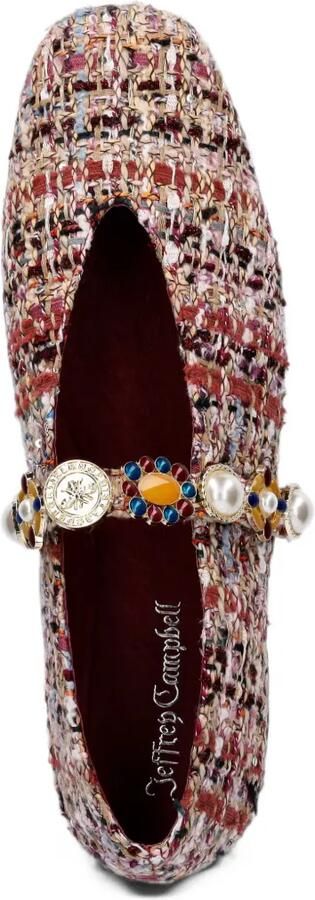 Jeffrey Campbell Amarissa-2 embellished tweed ballet flats Rood - Foto 4