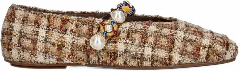 Jeffrey Campbell Amarissa embellished tweed ballet flats Beige