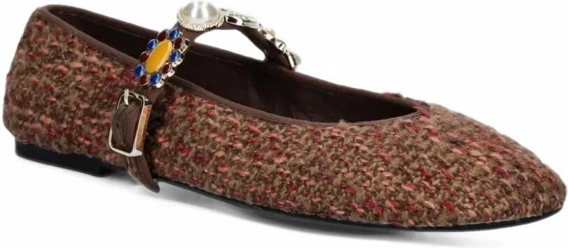 Jeffrey Campbell Amarissa embellished tweed ballet flats Bruin - Foto 4