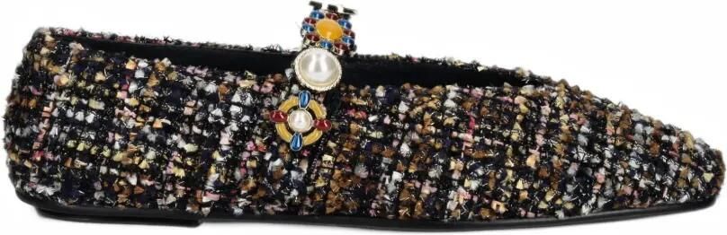 Jeffrey Campbell Amarissa embellished tweed ballet flats Zwart